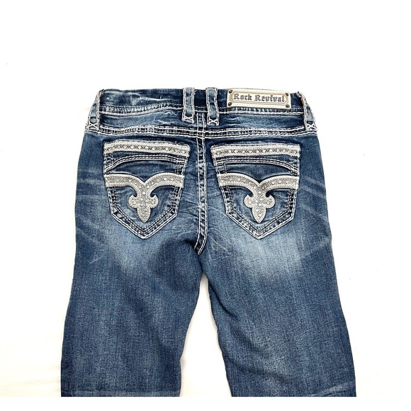 Rock Revival Denim - Rock Revival Womens Barrey Easy Ankle Skinny Stretch Jeans 24x27 Embroidered Y2K